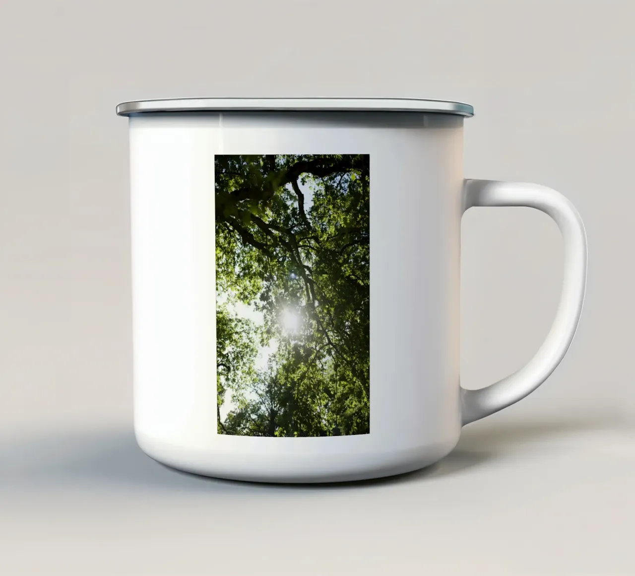 Tree, Valhalla enamel mug by Simon Koy