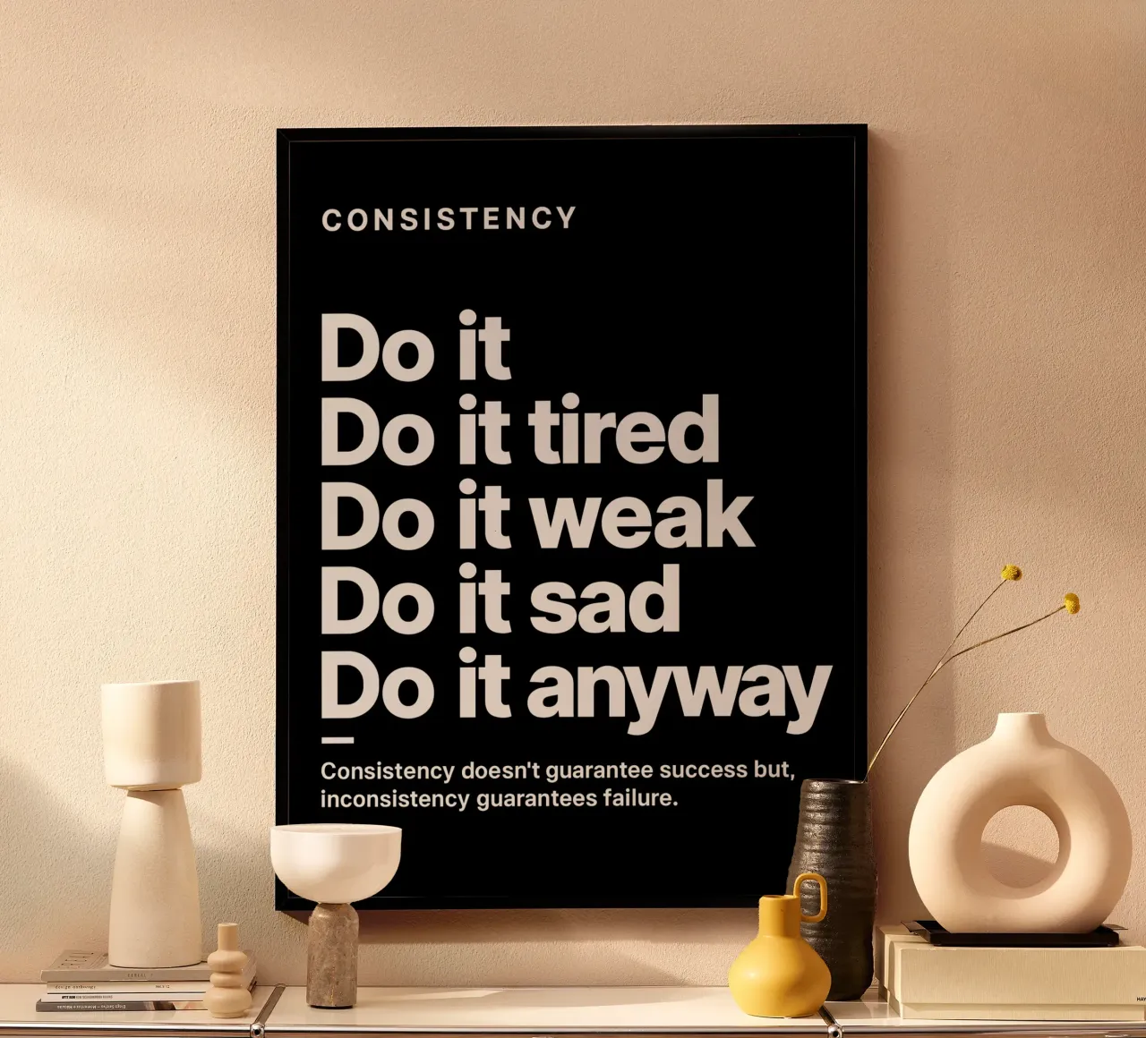 Consistency Motivational Quote Black and White carta hahnemühle da edsonramosart