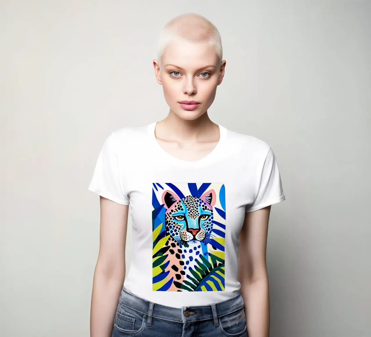 Classico colore blu leopardo t-shirt da donna da igoshartwrks