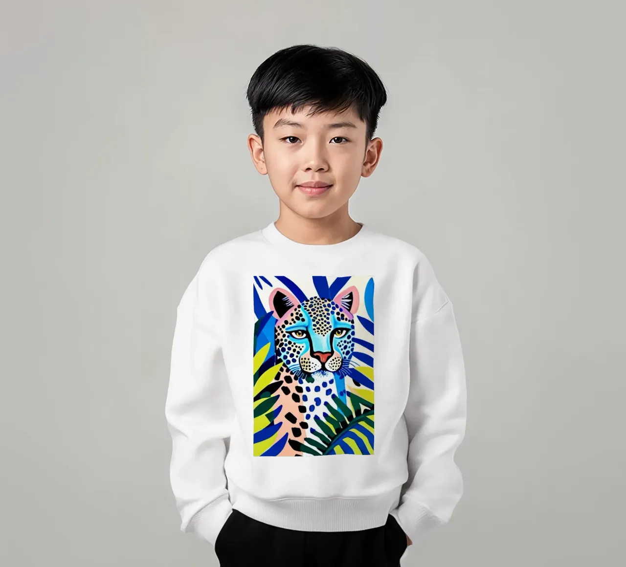 Classico colore blu leopardo felpa bambino da igoshartwrks
