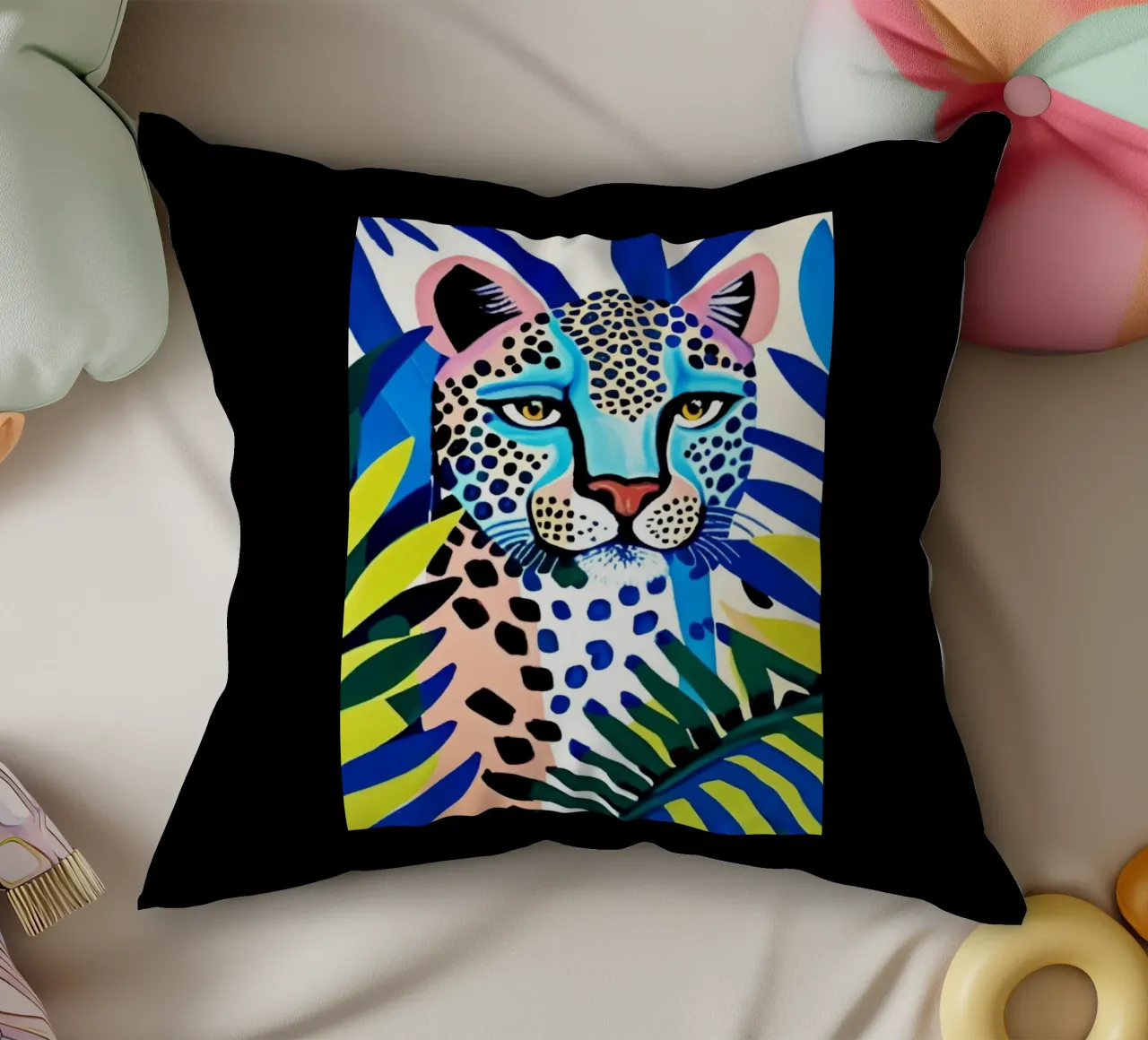 Classico colore blu leopardo cuscino da igoshartwrks