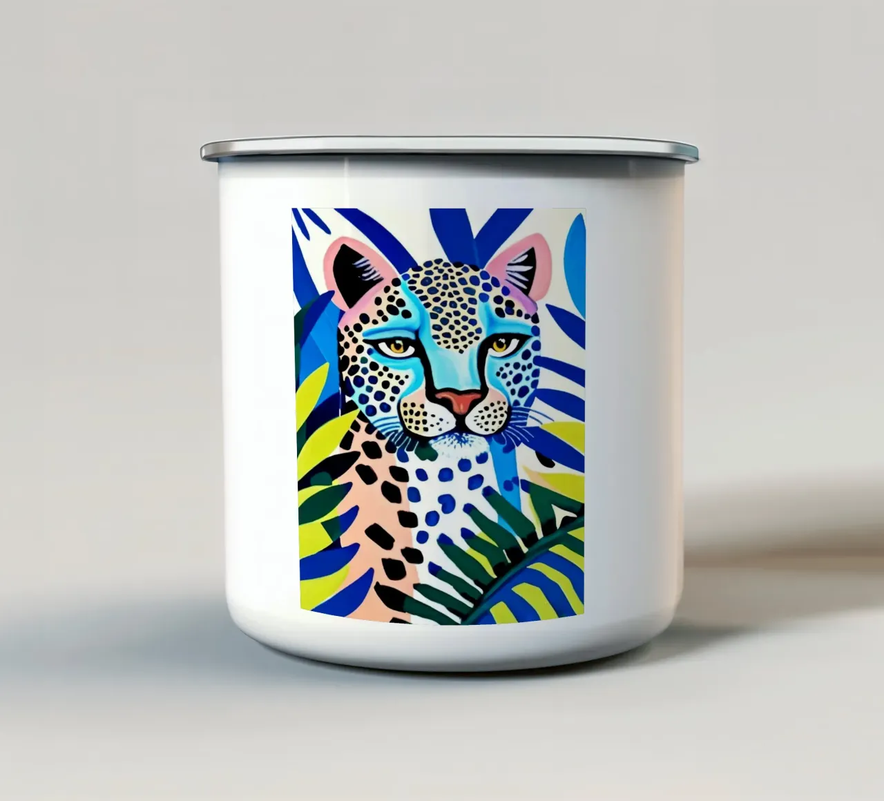 Classico colore blu leopardo tazza in smalto da igoshartwrks