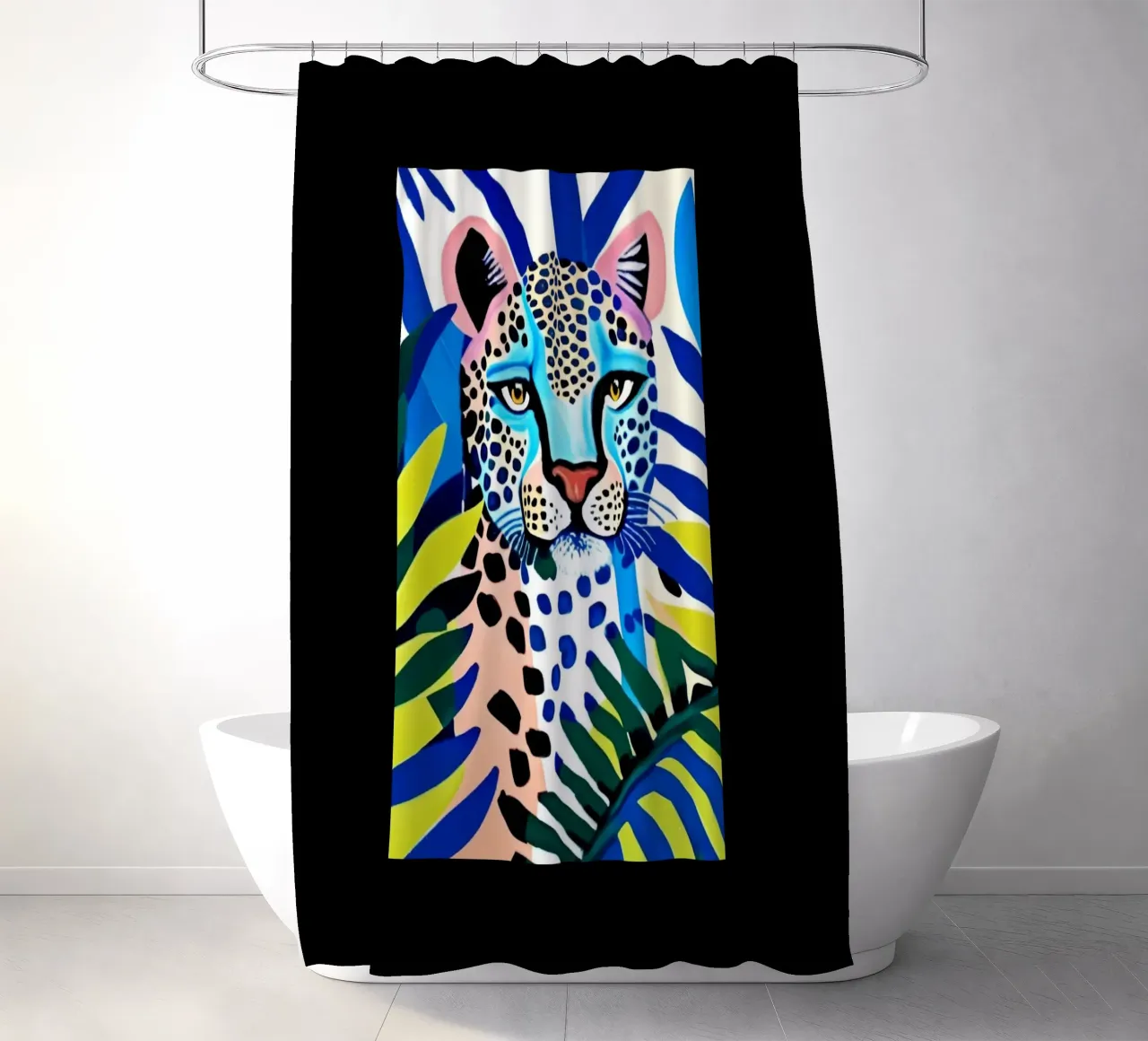 Classico colore blu leopardo tenda da doccia da igoshartwrks