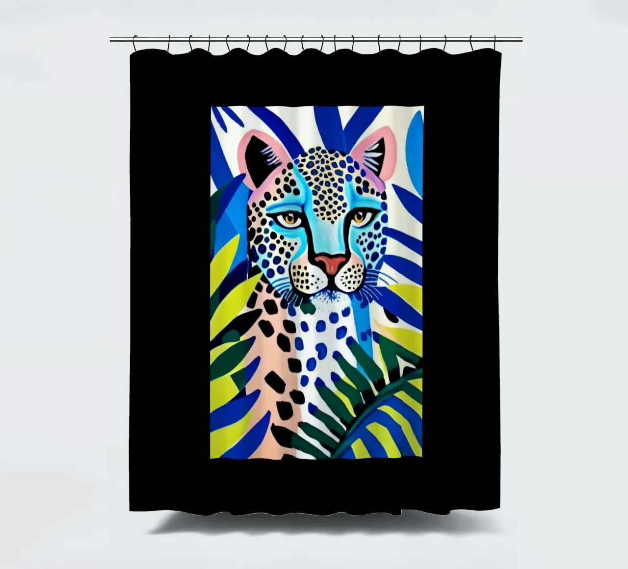 Classico colore blu leopardo tenda da doccia da igoshartwrks