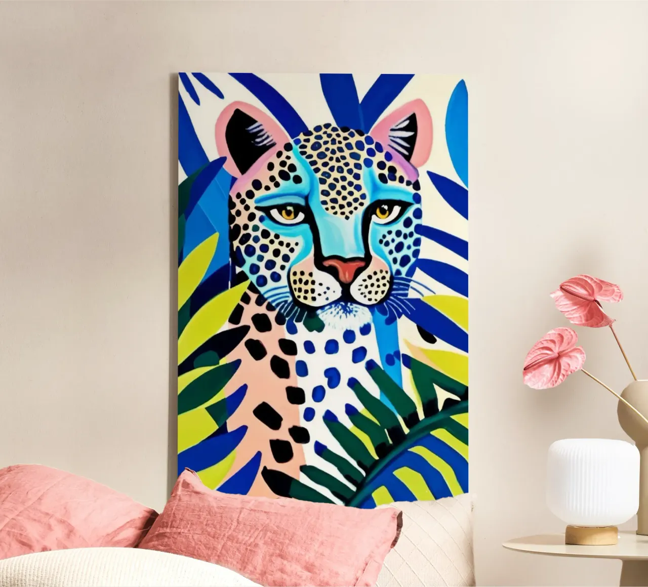 Classico colore blu leopardo tela da igoshartwrks