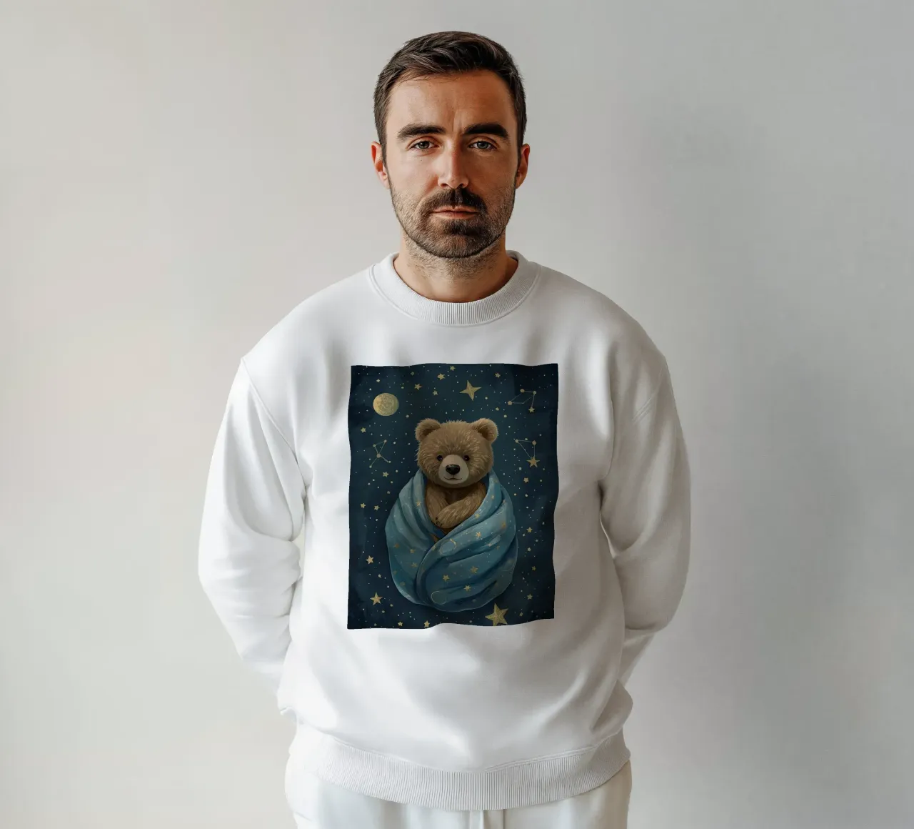Orsetto avvolto in una coperta stellata felpa da DesignDoodle