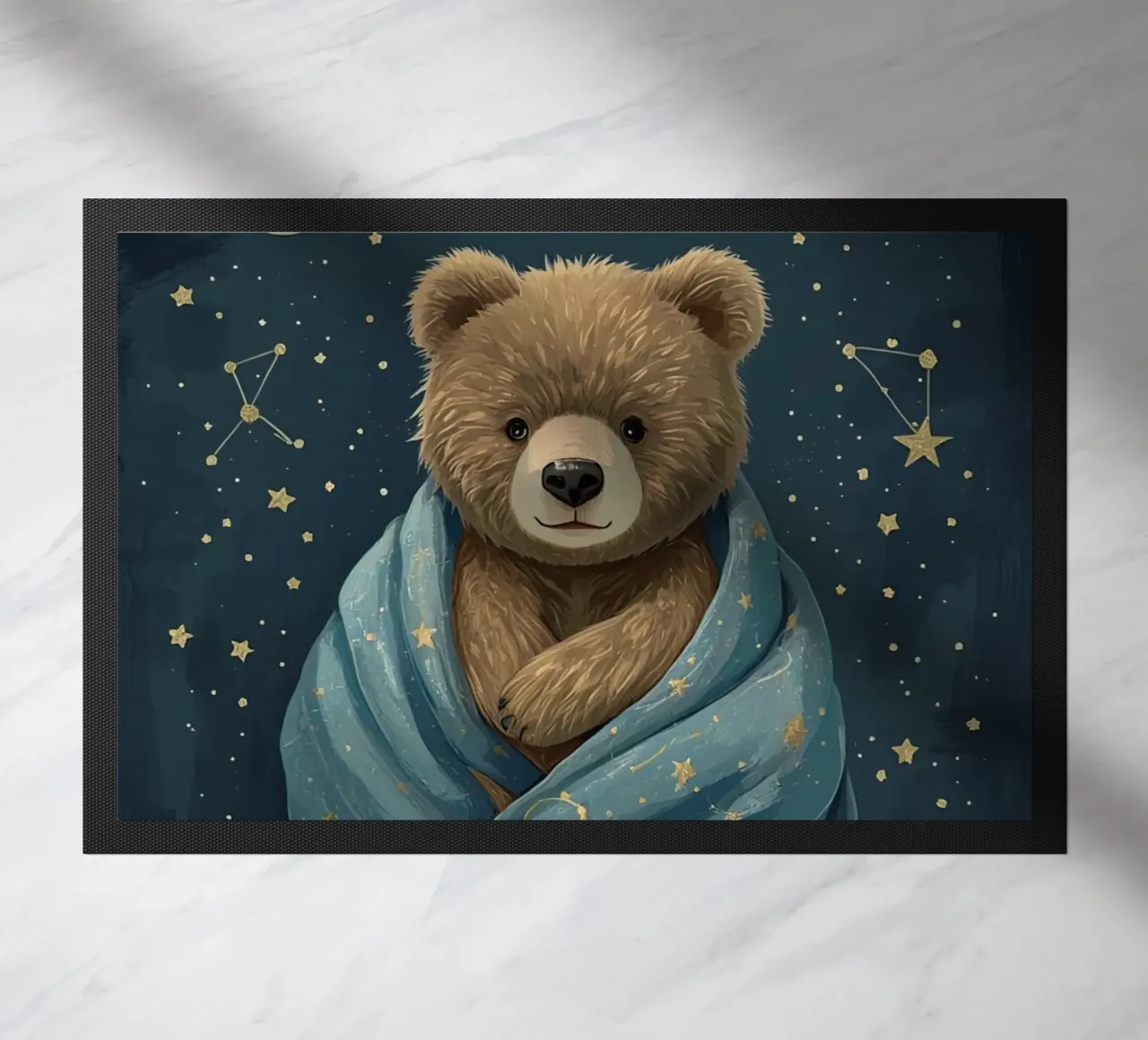 Orsetto avvolto in una coperta stellata zerbino da DesignDoodle