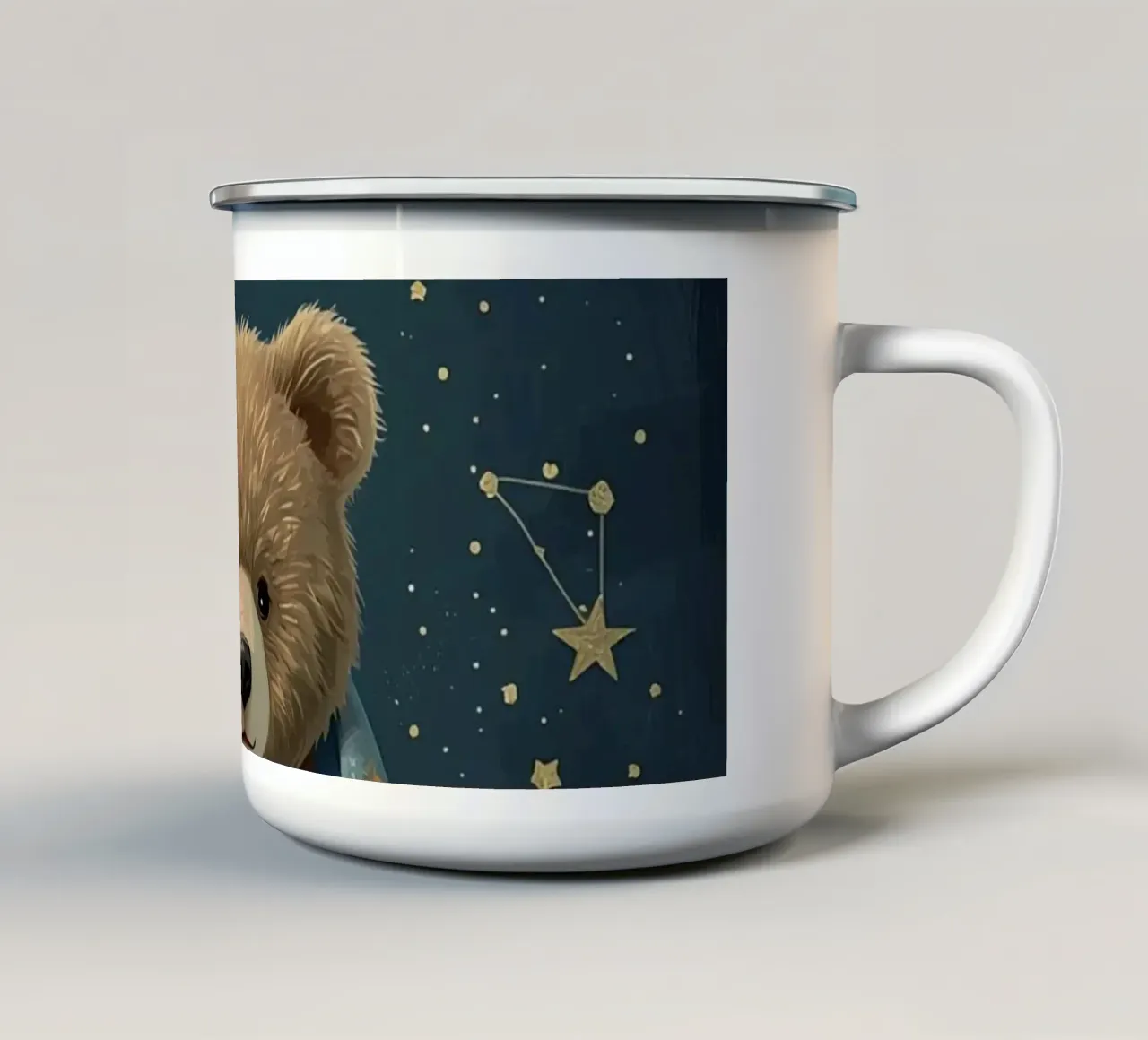 Orsetto avvolto in una coperta stellata tazza in smalto da DesignDoodle