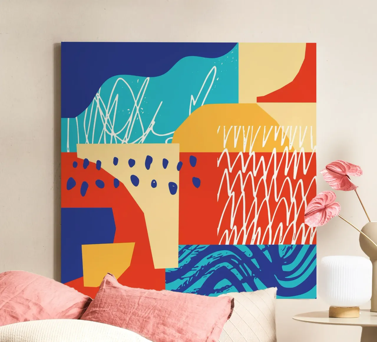 Zeitgenössische Form und Farbe II Leinwand mit Schattenfugenrahmen von Kim Hubball Studio