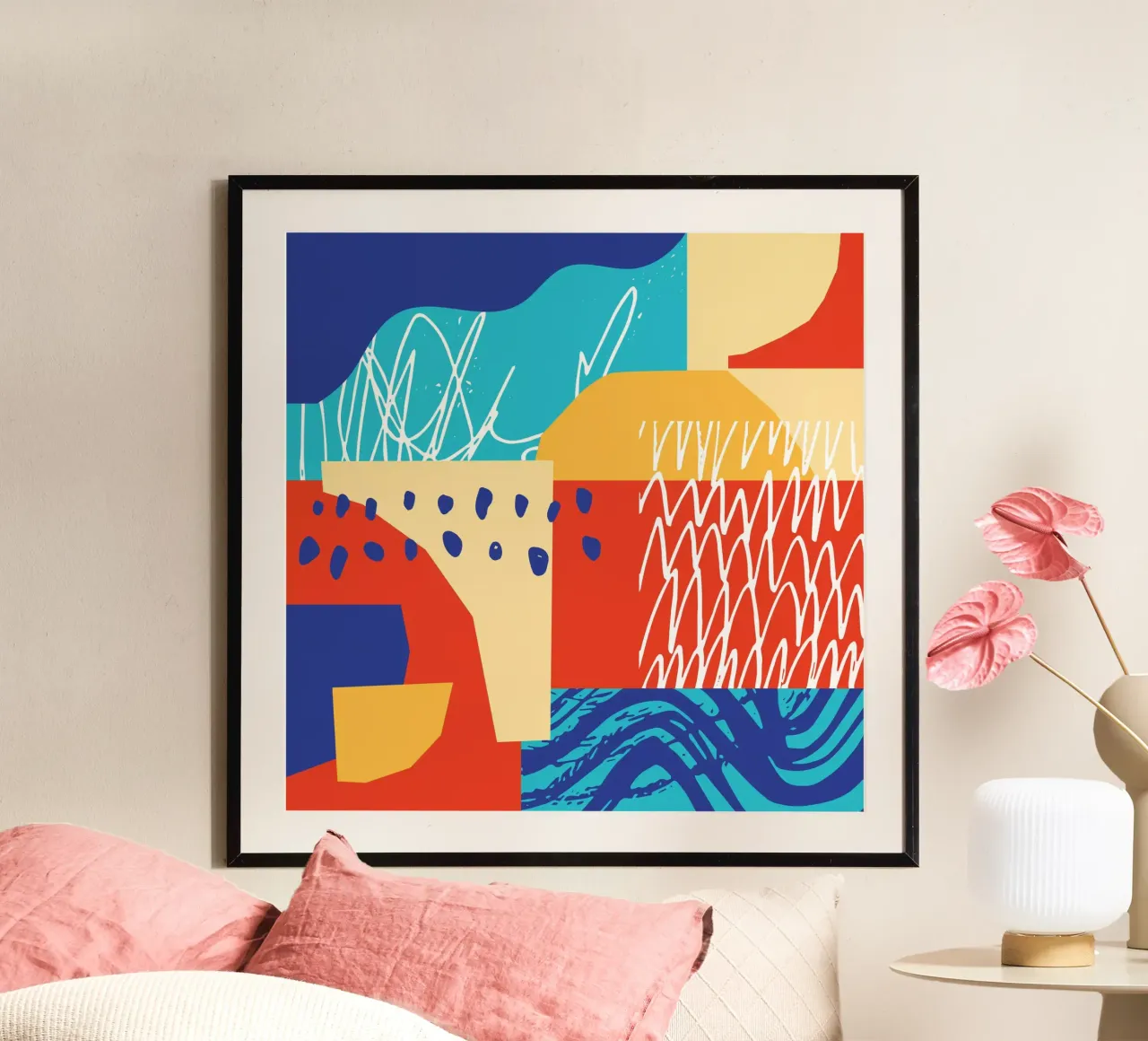 Forma e colore contemporanei II poster con telaio in alluminio da Kim Hubball Studio
