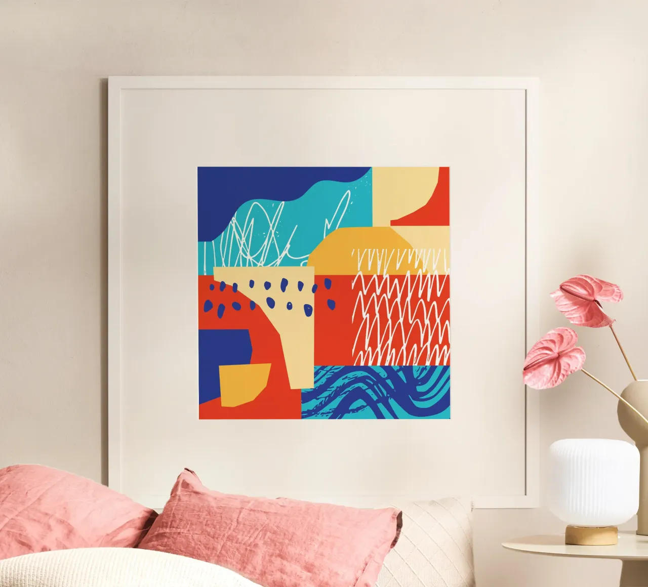 Forma e colore contemporanei II poster con telaio in alluminio da Kim Hubball Studio