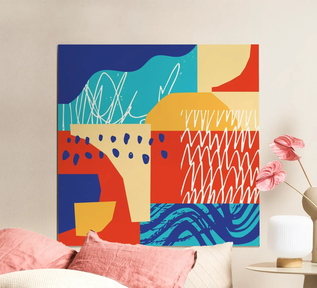 Forma e colore contemporanei II poster con telaio in alluminio da Kim Hubball Studio
