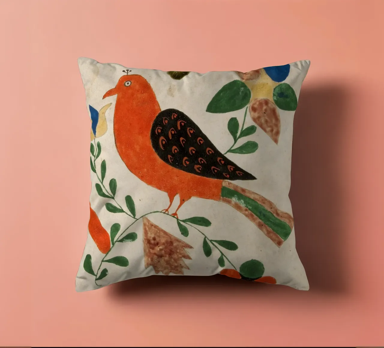 Bird Facing Left on Flowering cuscino da vintageshop