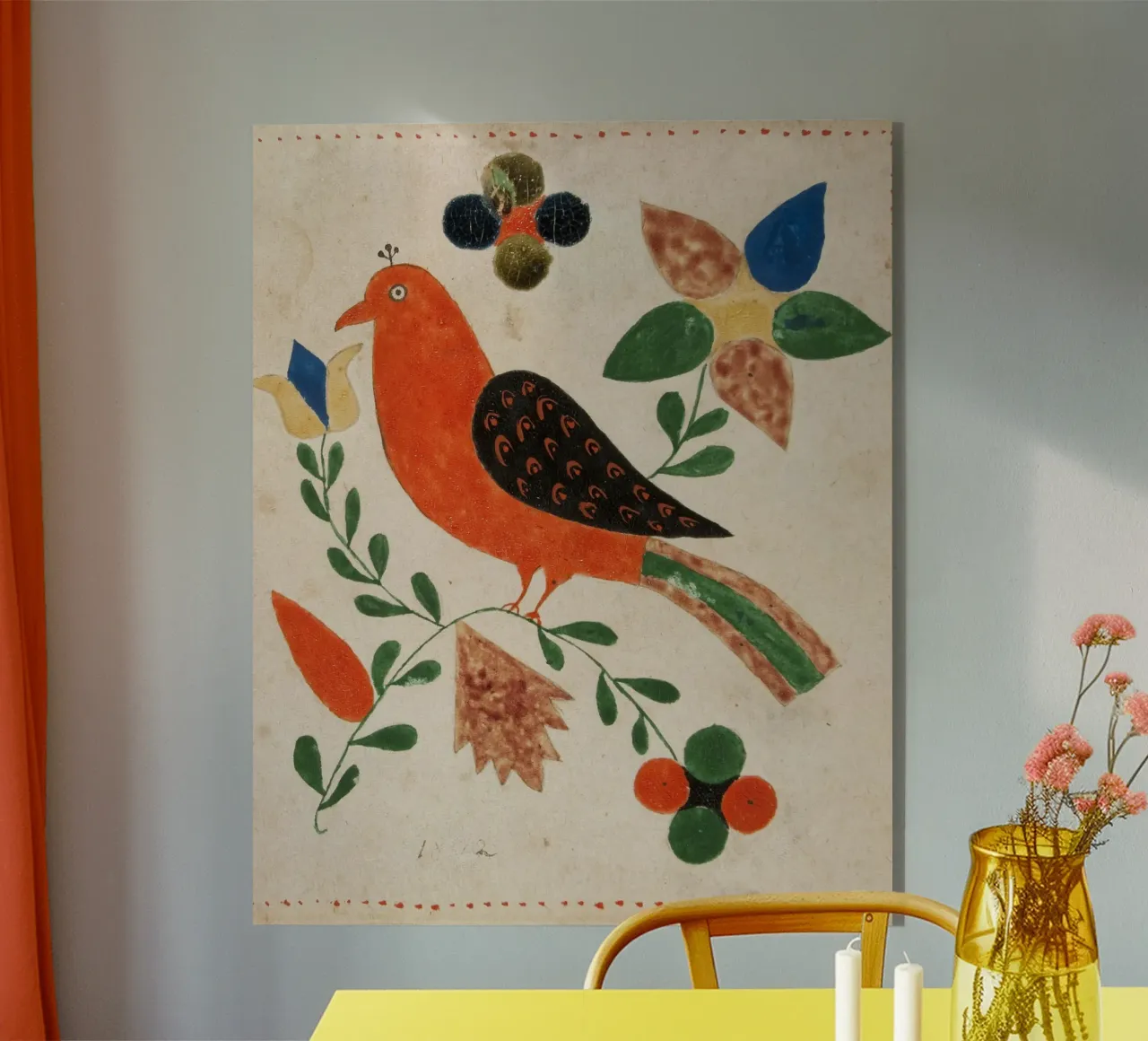 Bird Facing Left on Flowering plexiglass da vintageshop