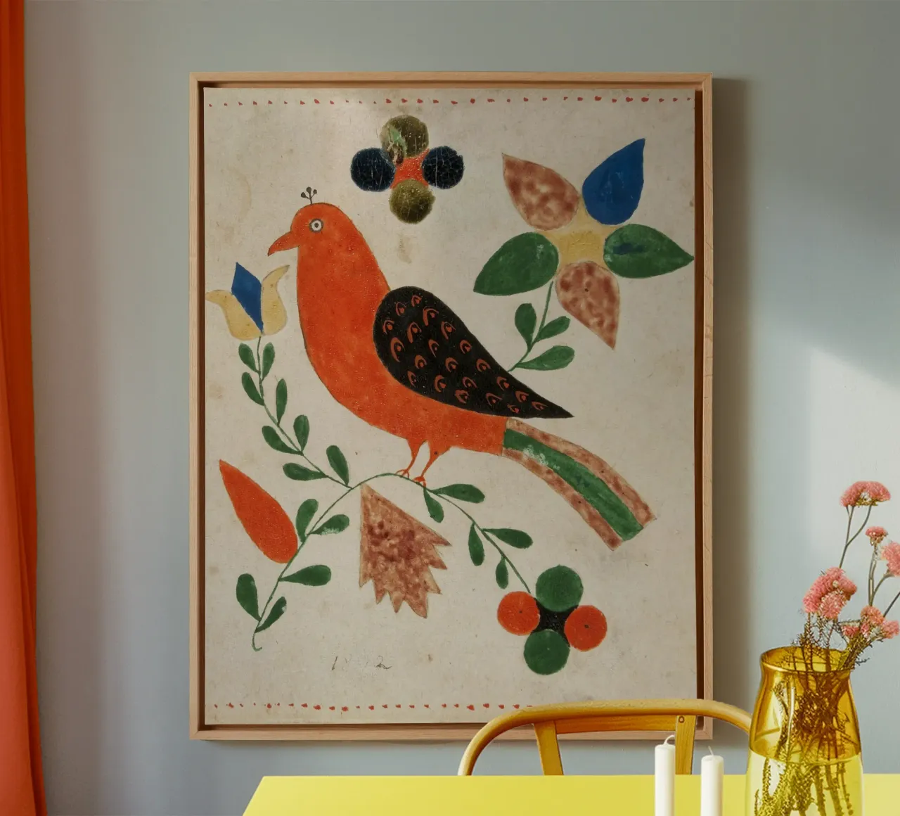 Bird Facing Left on Flowering tela da vintageshop