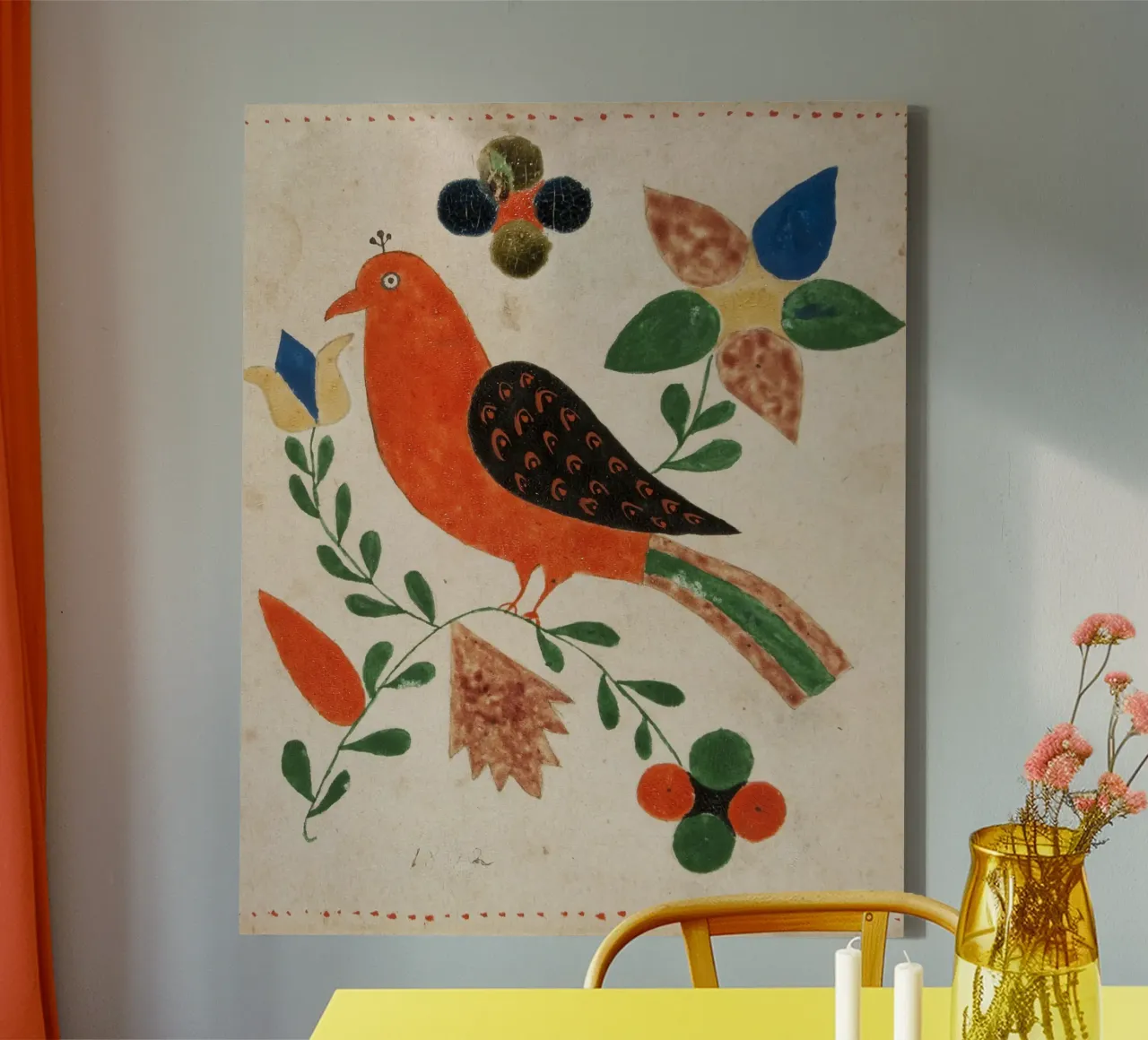 Bird Facing Left on Flowering tela da vintageshop