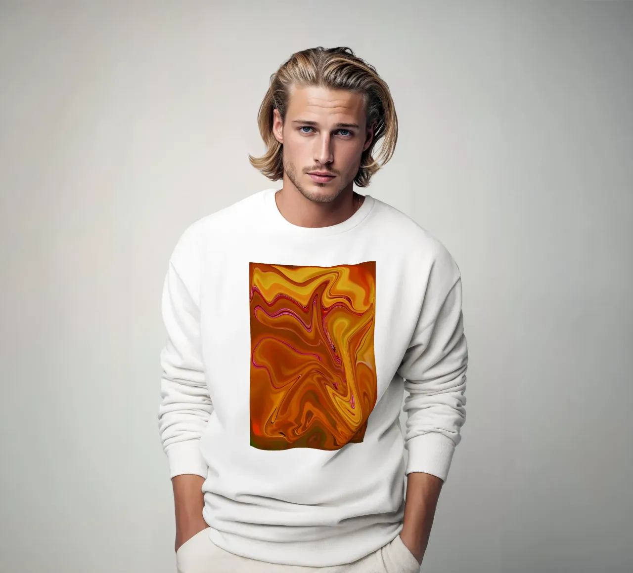 Abstract dynamic pattern in yellow, orange and purple. sweatshirt by Something for you