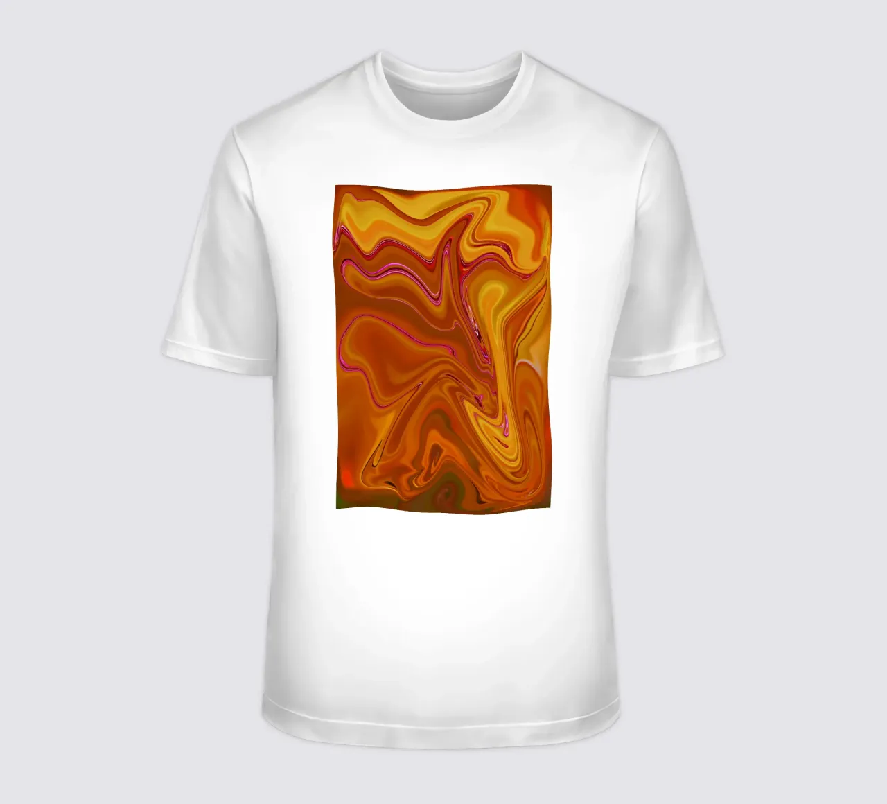 Abstract dynamic pattern in yellow, orange and purple. t-shirt by Something for you