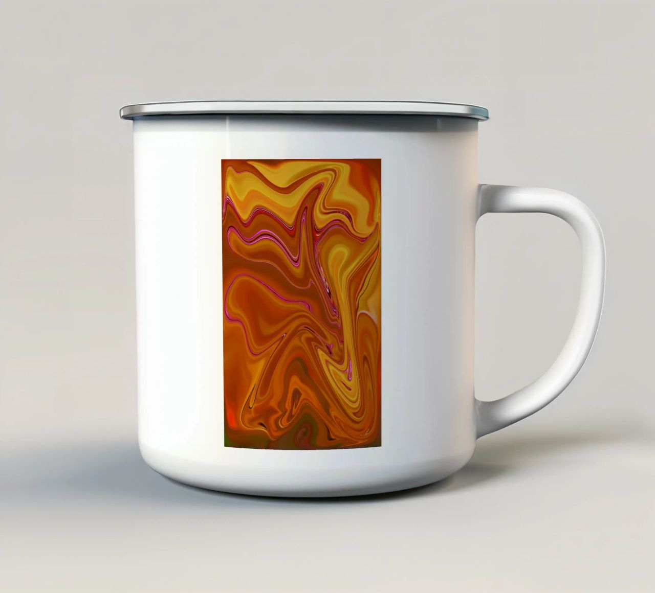 Modello dinamico astratto in giallo, arancione e viola. tazza in smalto da Something for you