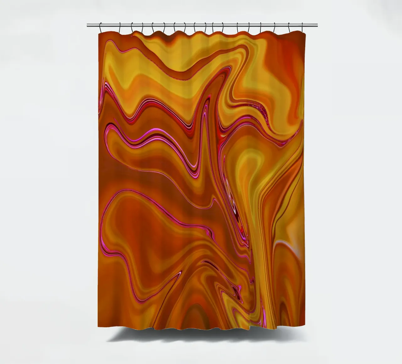 Abstraktes dynamisches Muster in gelb, orange und lila. Duschvorhang von Something for you