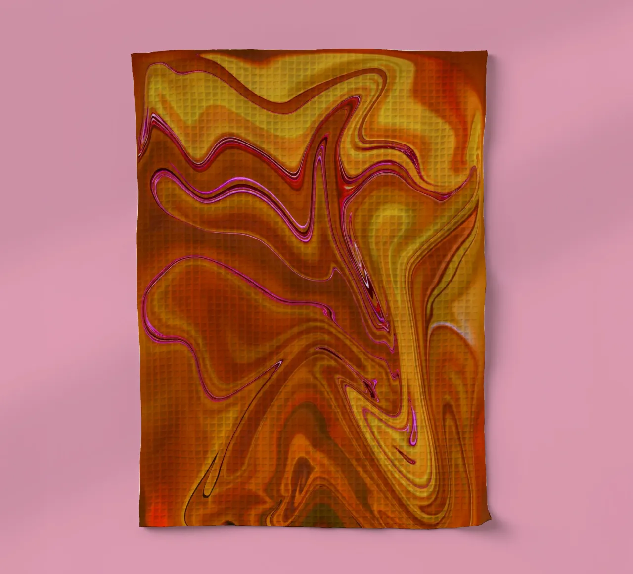 Motif dynamique abstrait en jaune, orange et violet. torchon de Something for you