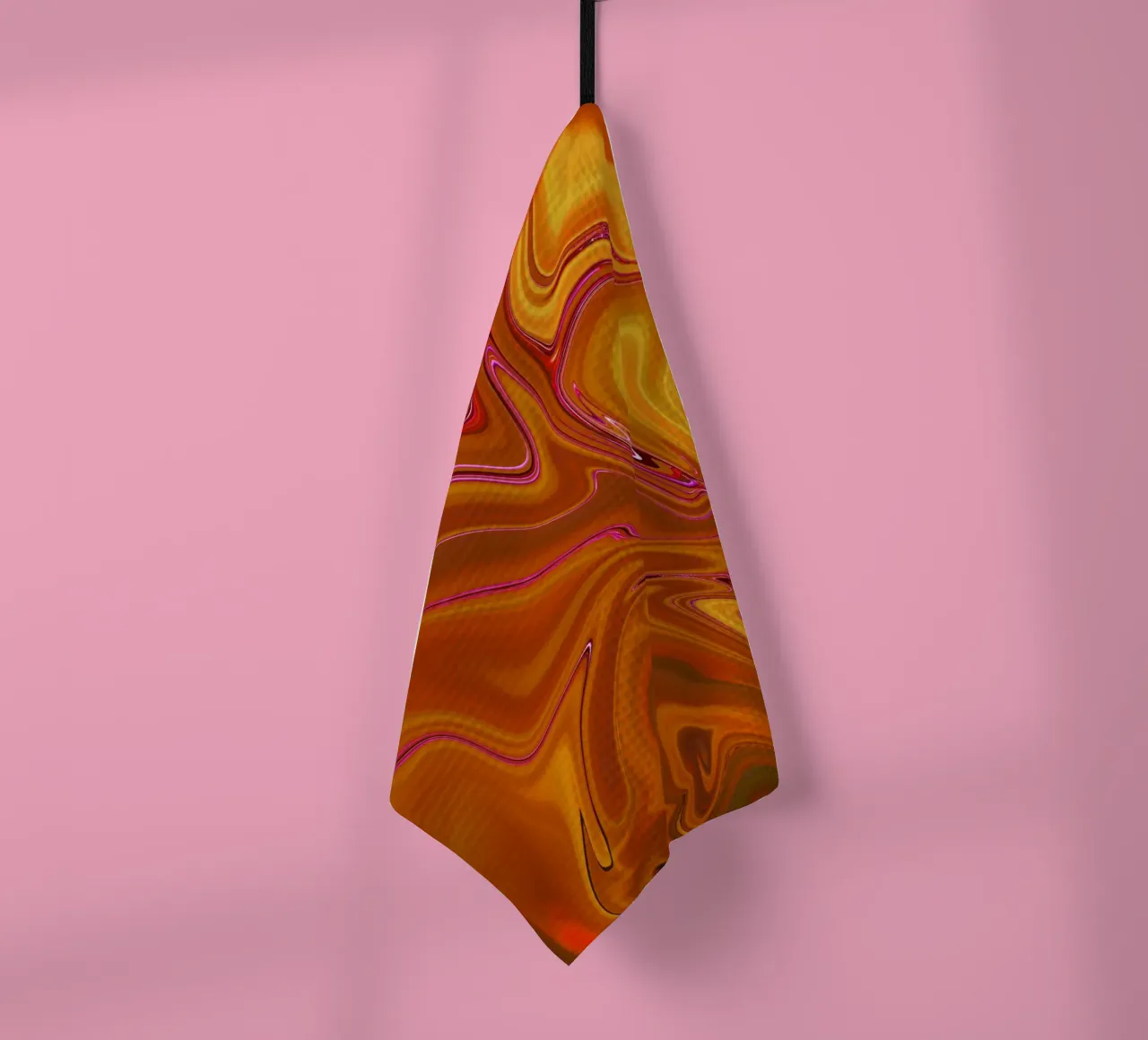 Motif dynamique abstrait en jaune, orange et violet. torchon de Something for you