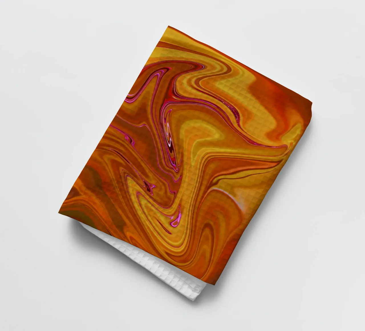 Motif dynamique abstrait en jaune, orange et violet. torchon de Something for you