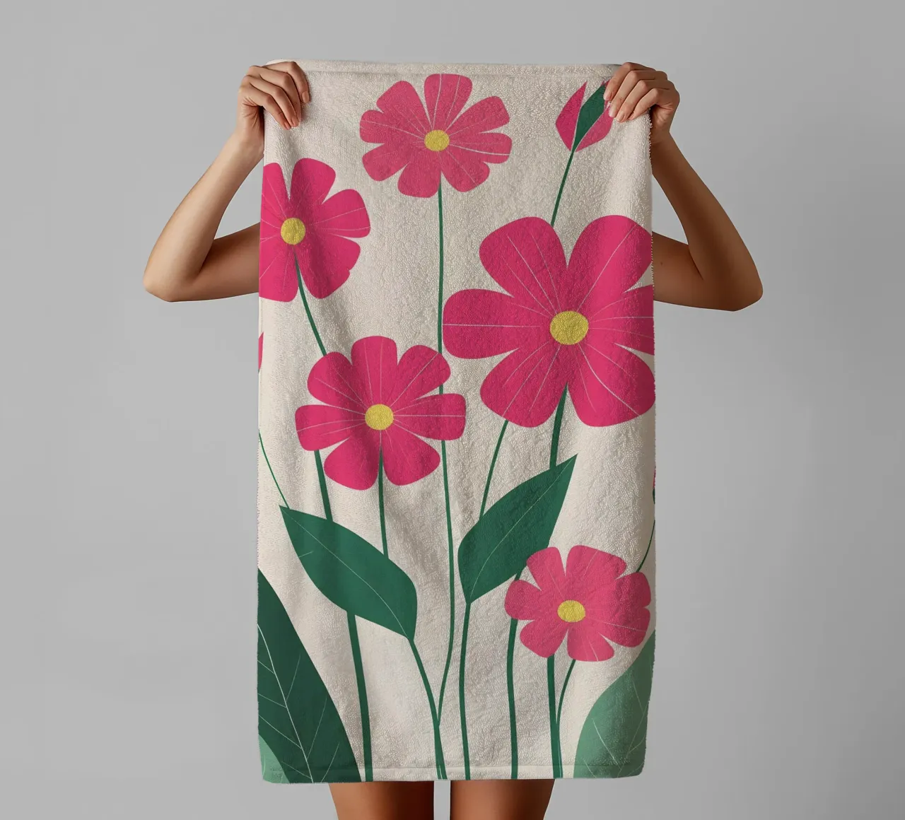 Poster floreale minimalista scandinavo asciugamano da bagno da Bloom And Brush