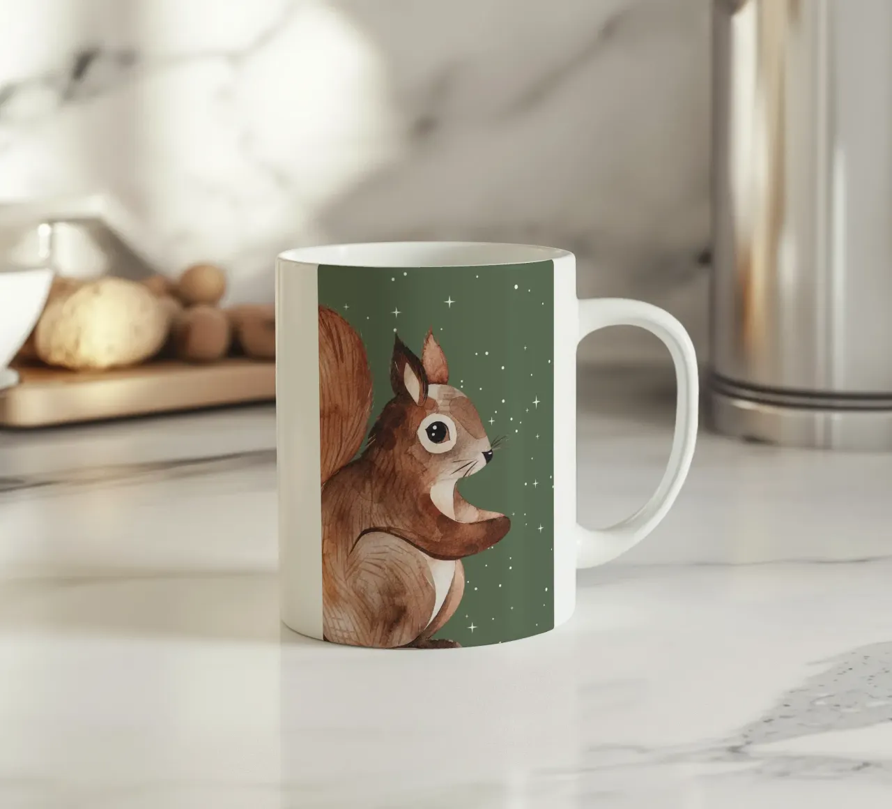 Eichhörnchen mit Sternen tazza in ceramica da Ohkimiko