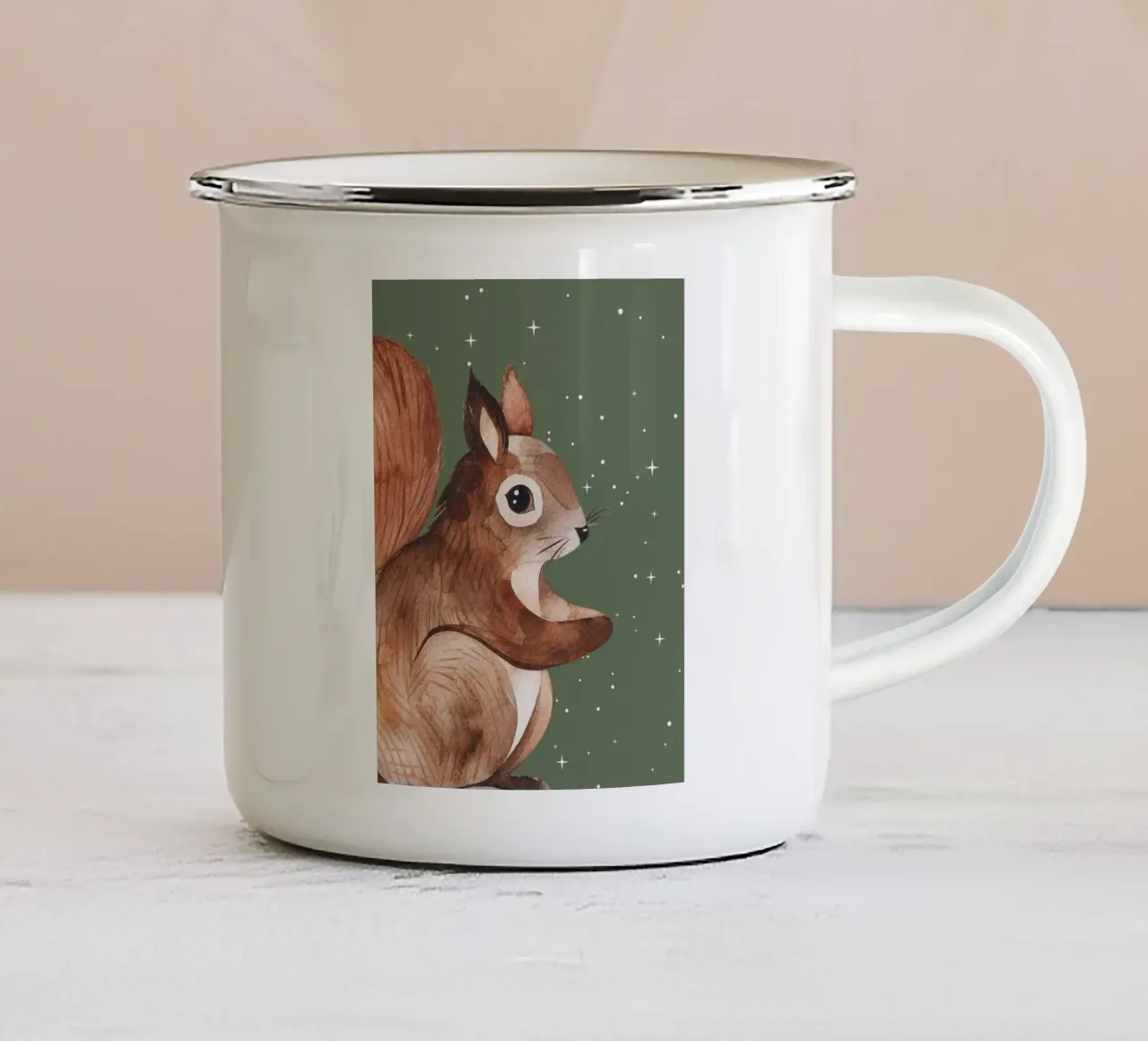 Eichhörnchen mit Sternen tazza in smalto da Ohkimiko