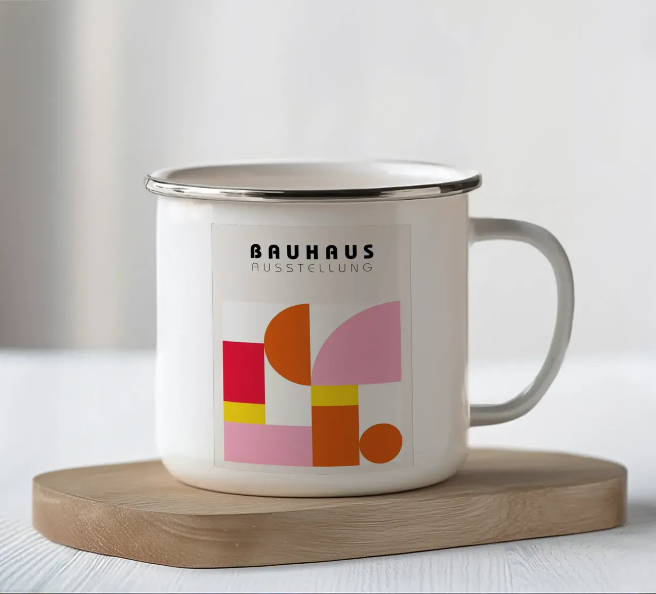 Bauhaus Geometrie Kunstdruk emaille mok van Cozy Vibes