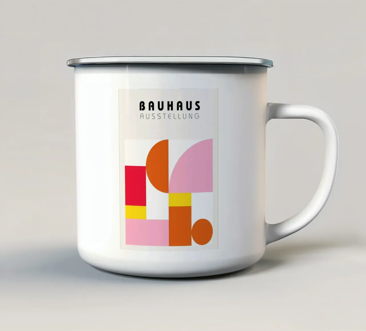 Bauhaus Geometrie Kunstdruk emaille mok van Cozy Vibes