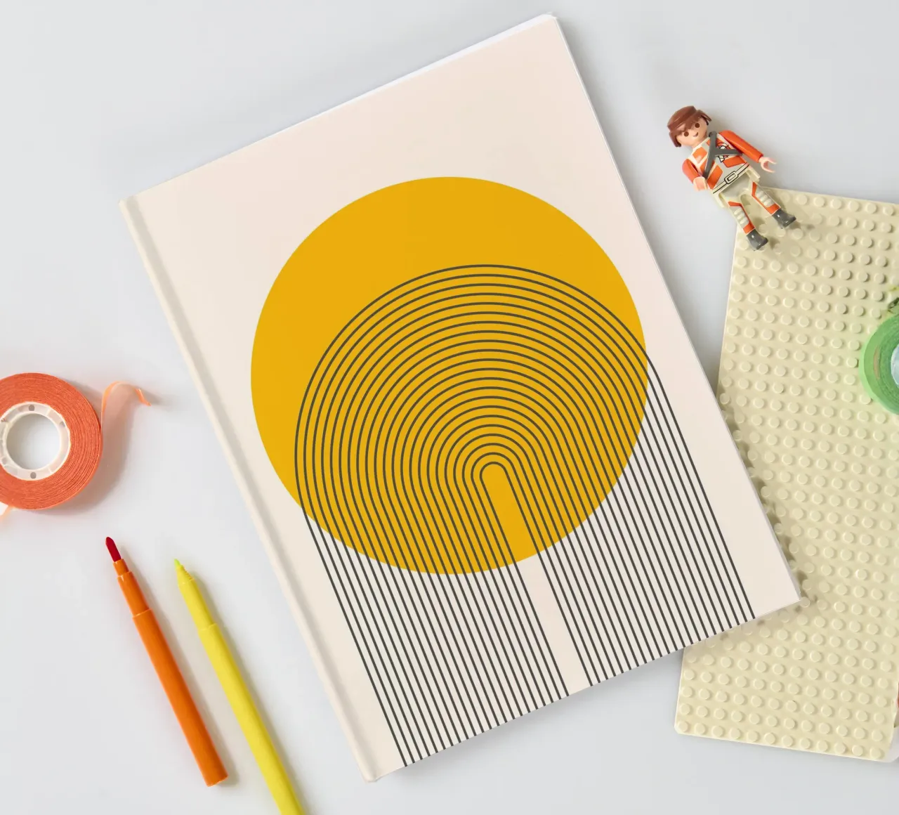 Minimal Sun Geometric Art Print notebook by Cozy Vibes
