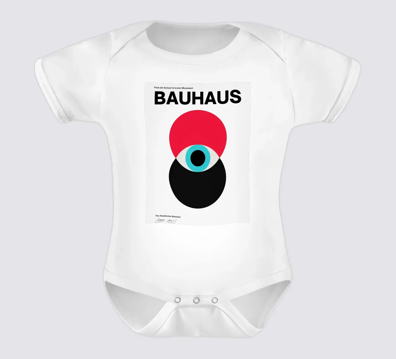 Bauhaus abstracte cirkels print babyrompertje korte mouwen van Cozy Vibes