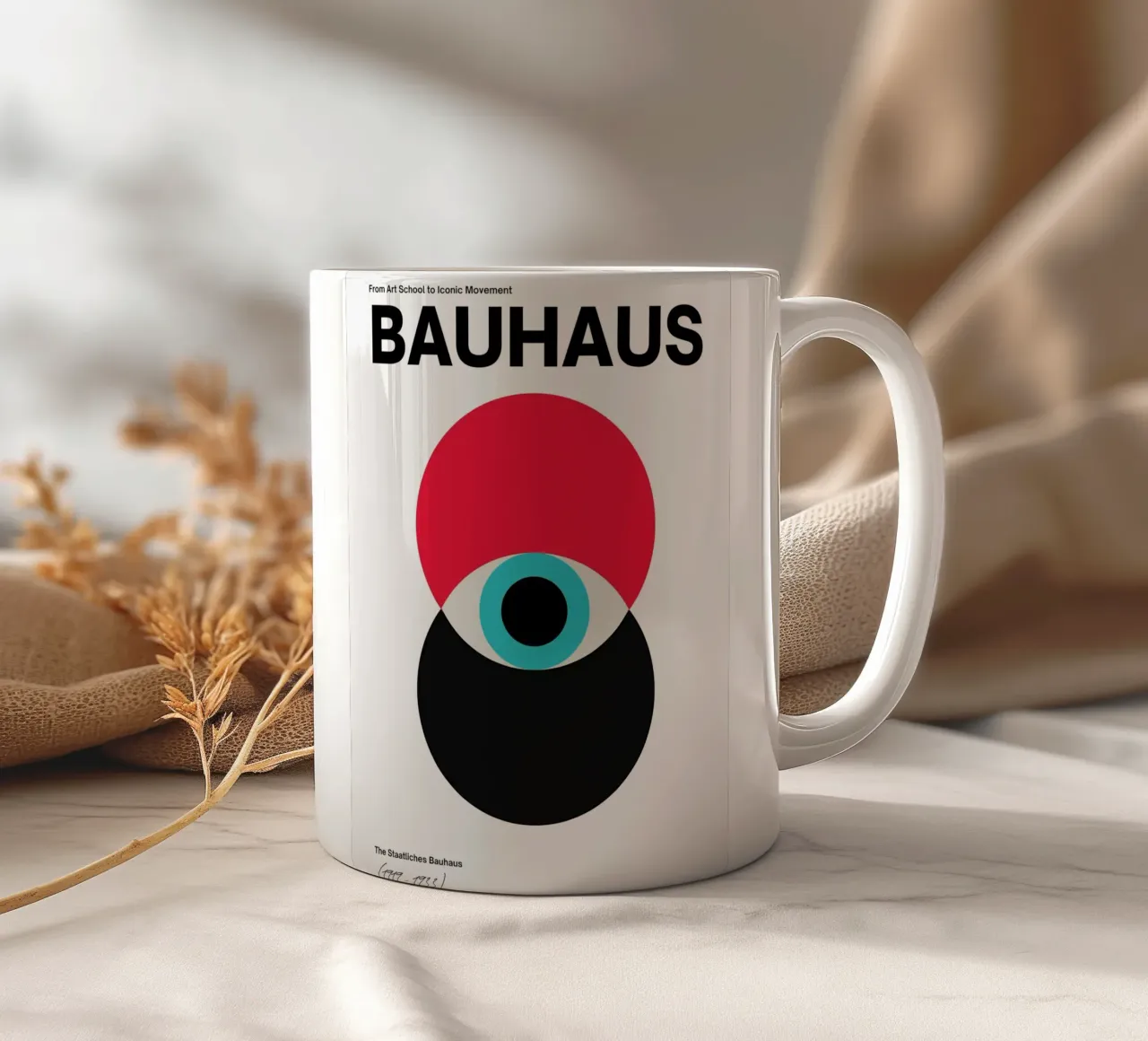 Bauhaus abstracte cirkels print keramische mok van Cozy Vibes