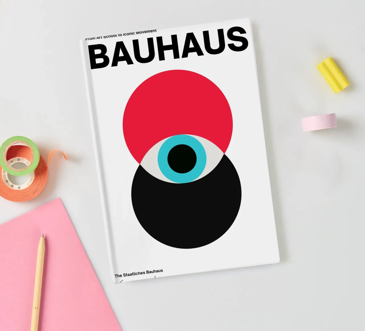 Bauhaus Abstract Circles Print notebook by Cozy Vibes