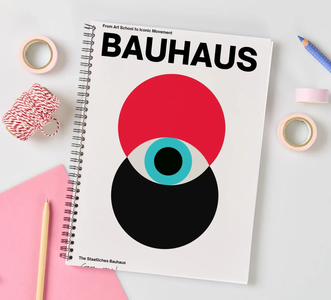 Bauhaus Abstract Circles Print spiral notebook by Cozy Vibes