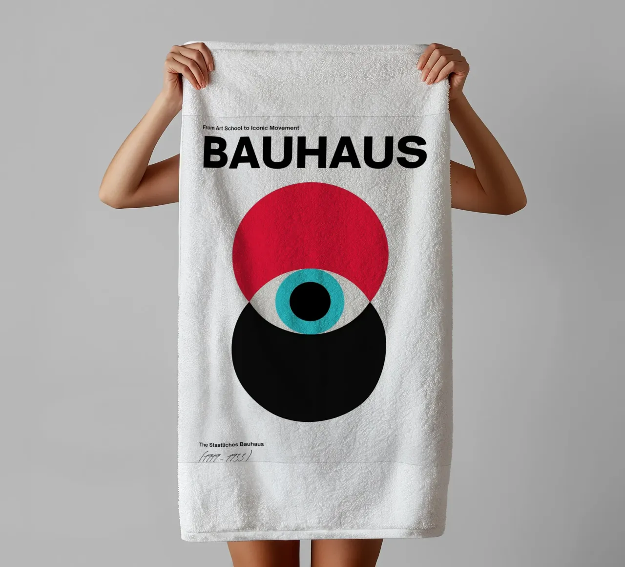 Bauhaus Abstract Circles Print towel by Cozy Vibes