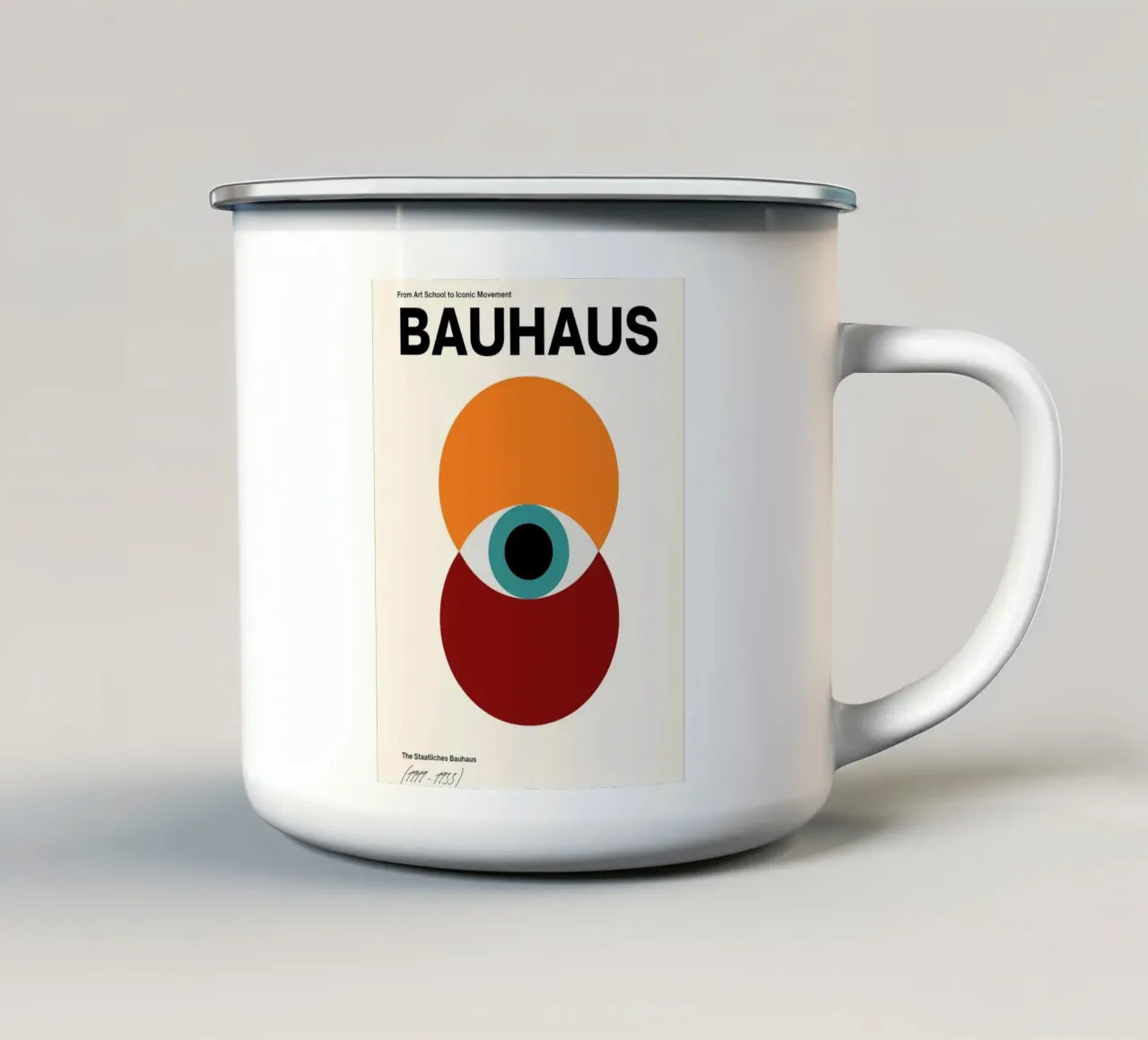 Bauhaus abstracte oogafdruk emaille mok van Cozy Vibes