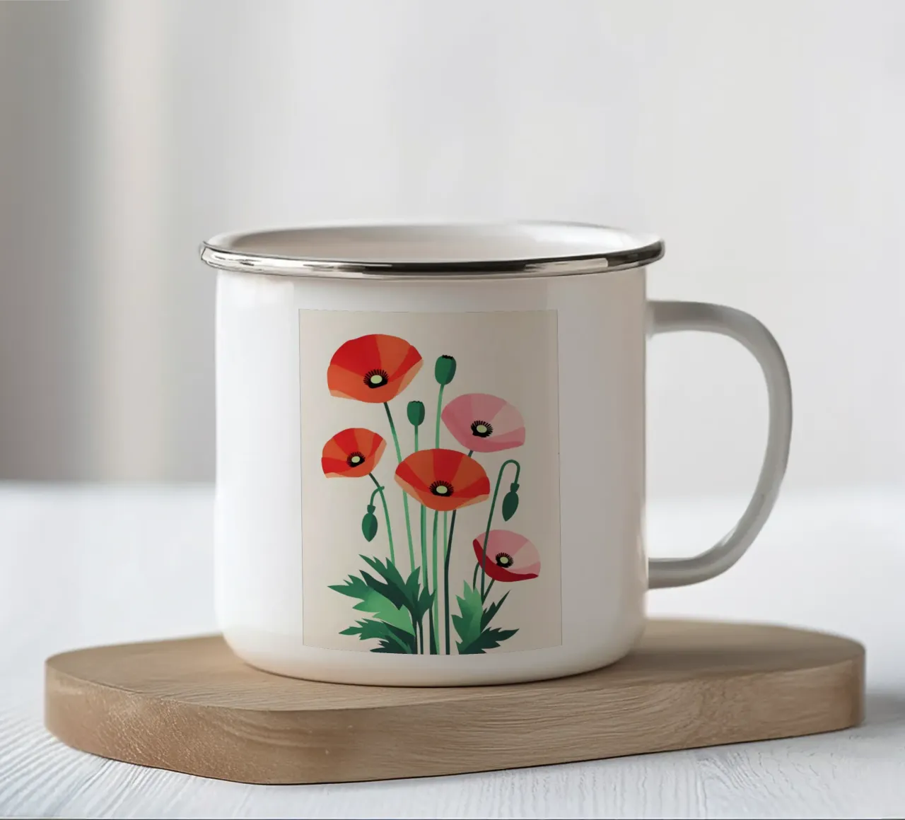 Arte minimalista del papavero tazza in smalto da Bloom And Brush