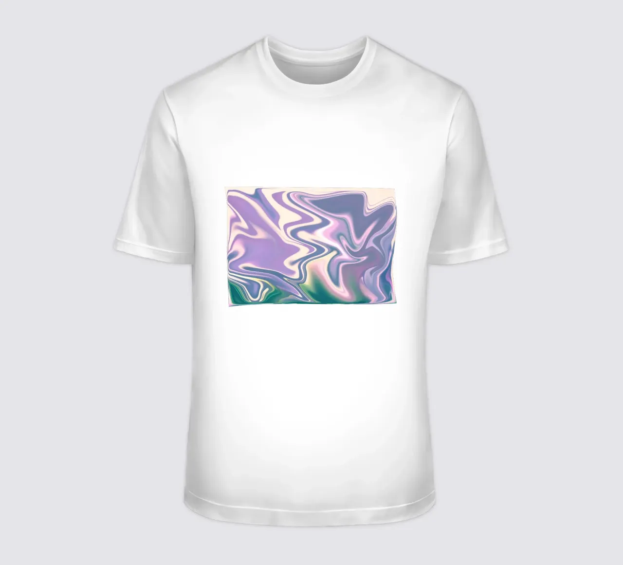 Abstract dynamic pattern in white, blue, purple and green. t-shirt by Something for you