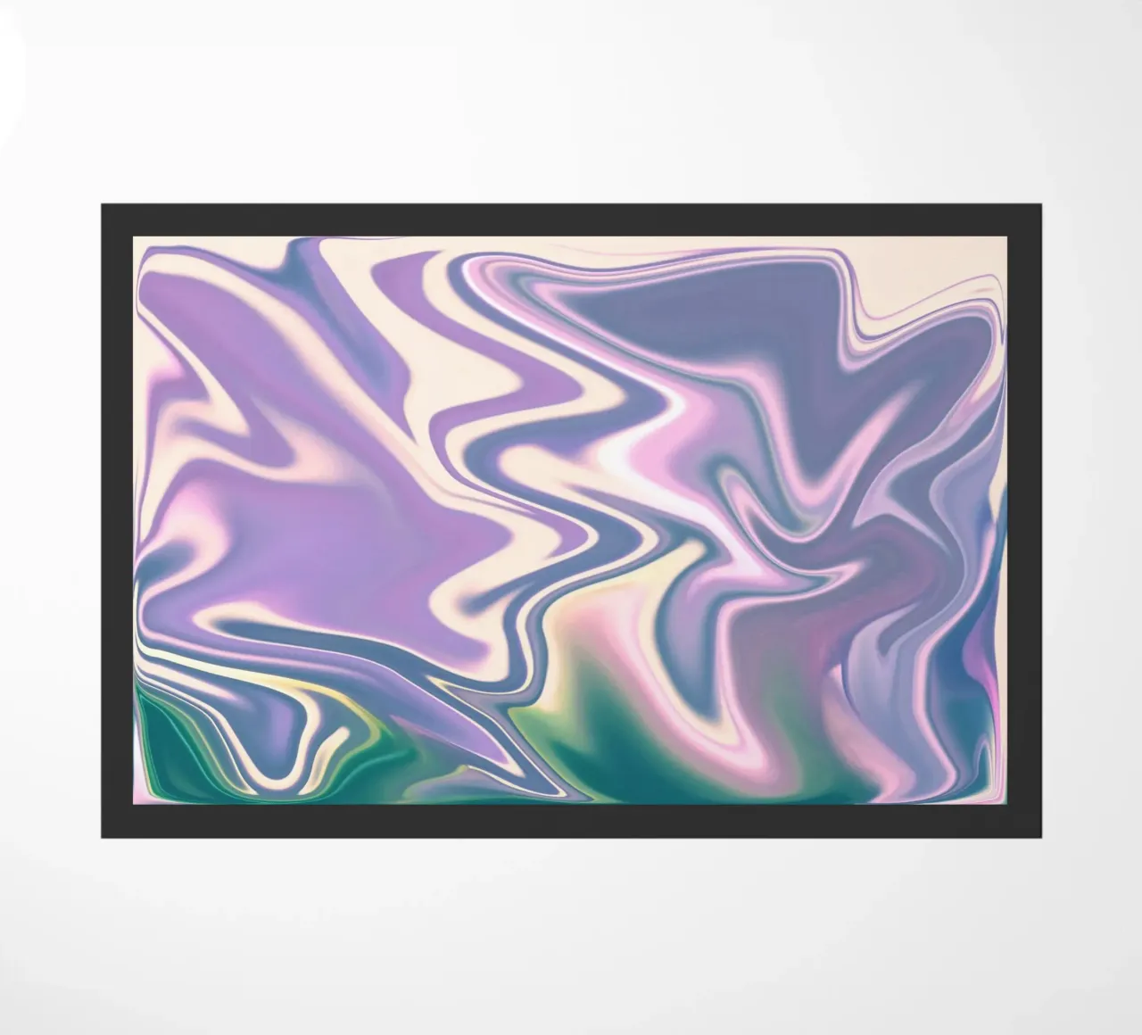 Motif dynamique abstrait en blanc, bleu, violet et vert. paillasson de Something for you