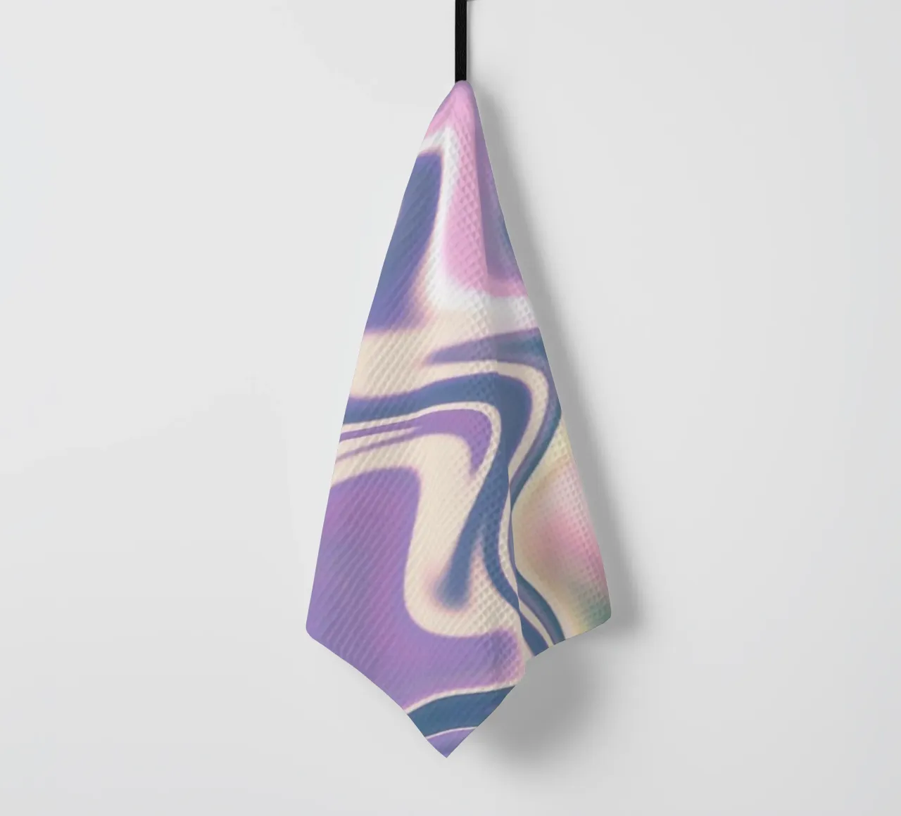 Motif dynamique abstrait en blanc, bleu, violet et vert. torchon de Something for you