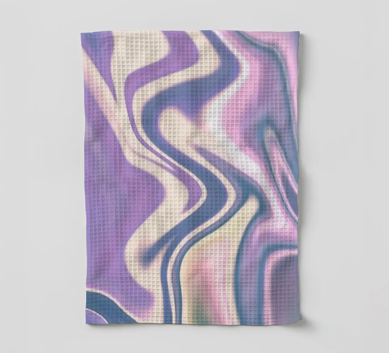 Motif dynamique abstrait en blanc, bleu, violet et vert. torchon de Something for you