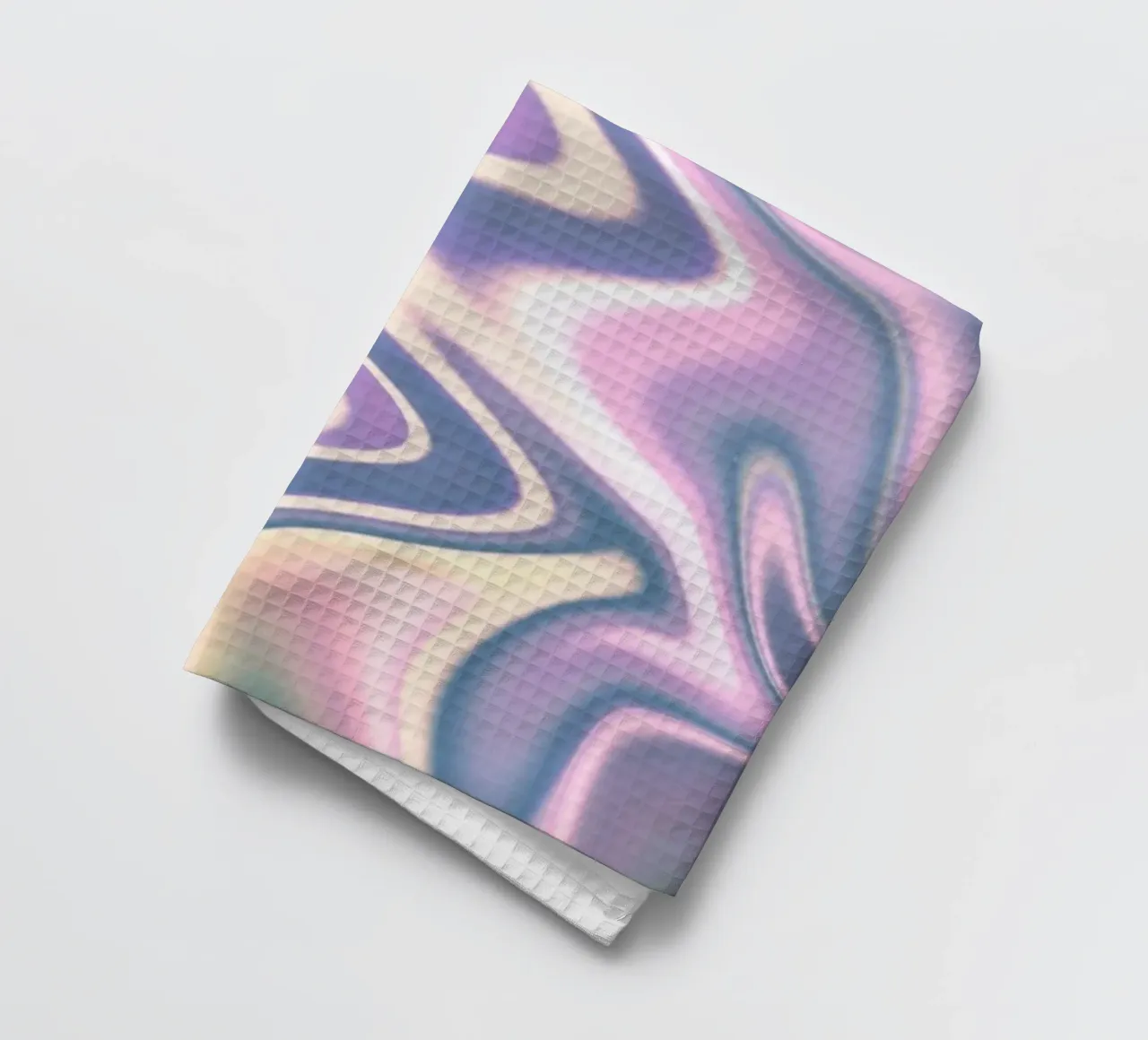 Motif dynamique abstrait en blanc, bleu, violet et vert. torchon de Something for you
