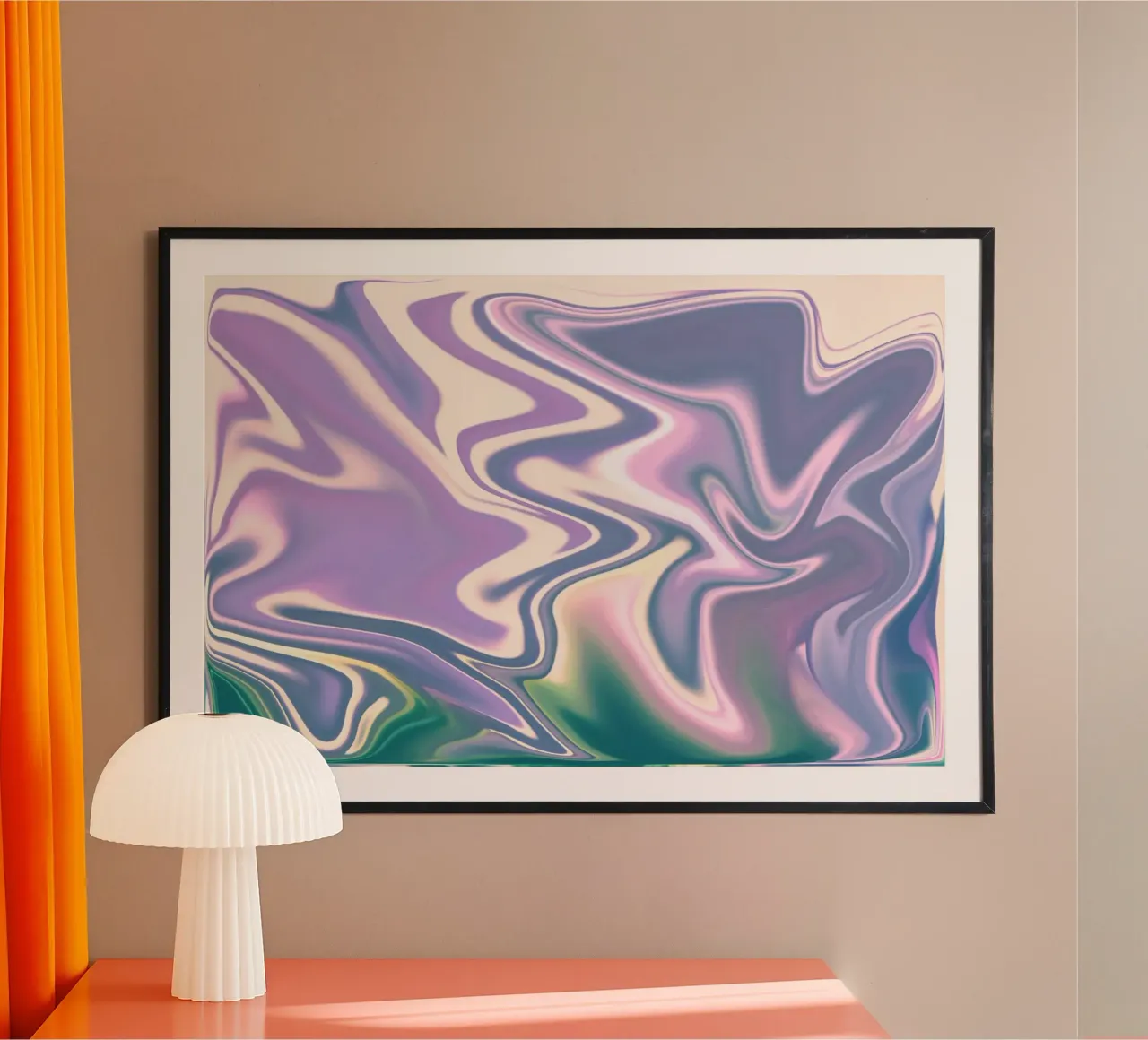Motif dynamique abstrait en blanc, bleu, violet et vert. hahnemühle de Something for you