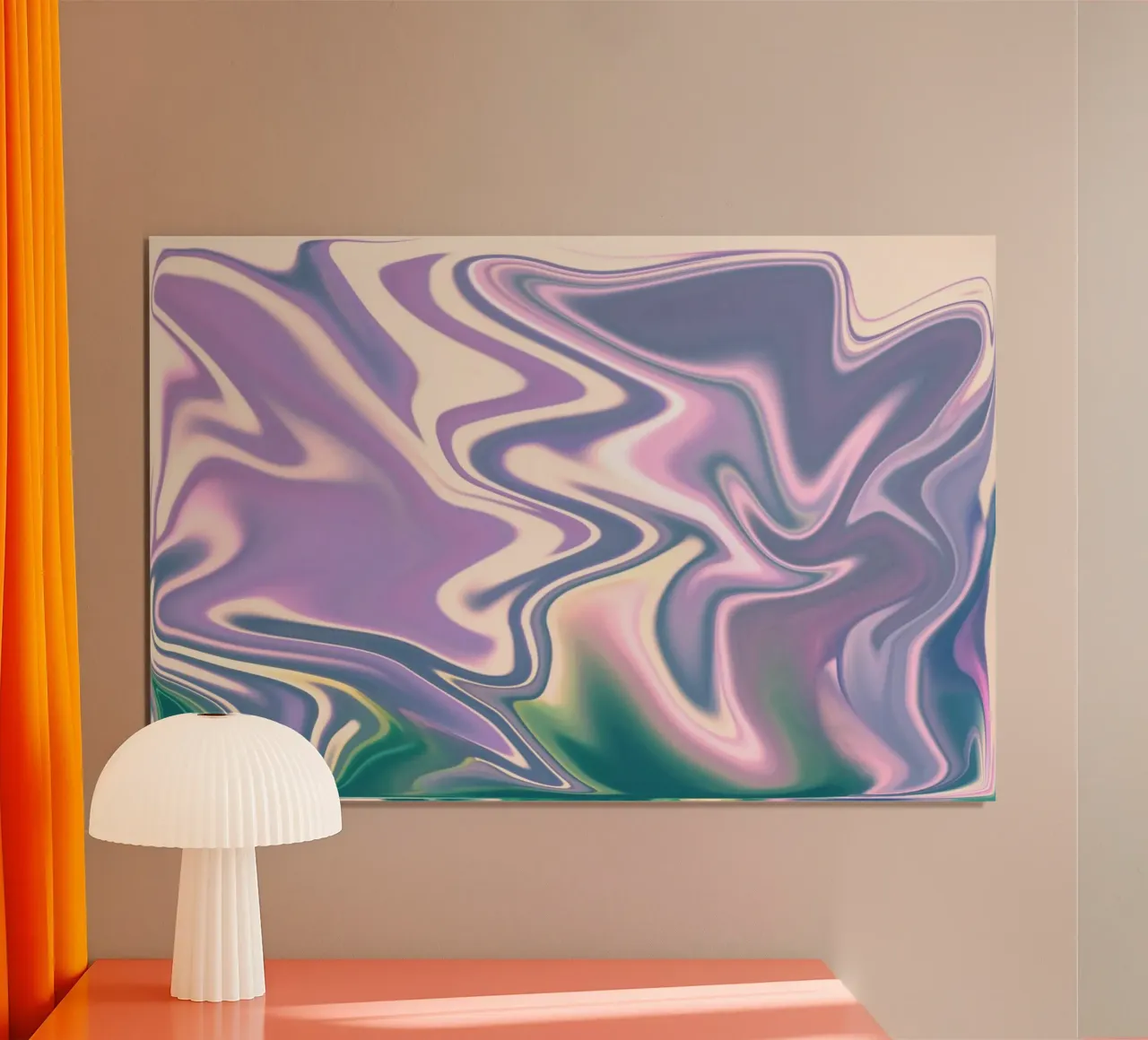 Motif dynamique abstrait en blanc, bleu, violet et vert. hahnemühle de Something for you
