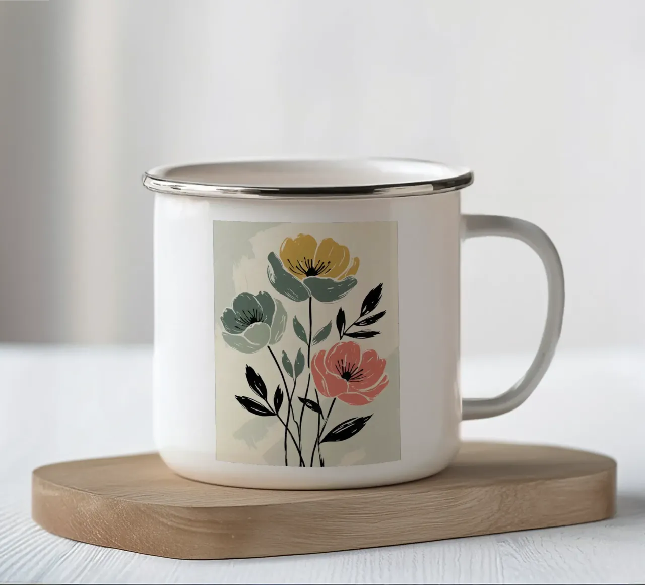 Pittura floreale digitale minimalista tazza in smalto da Bloom And Brush
