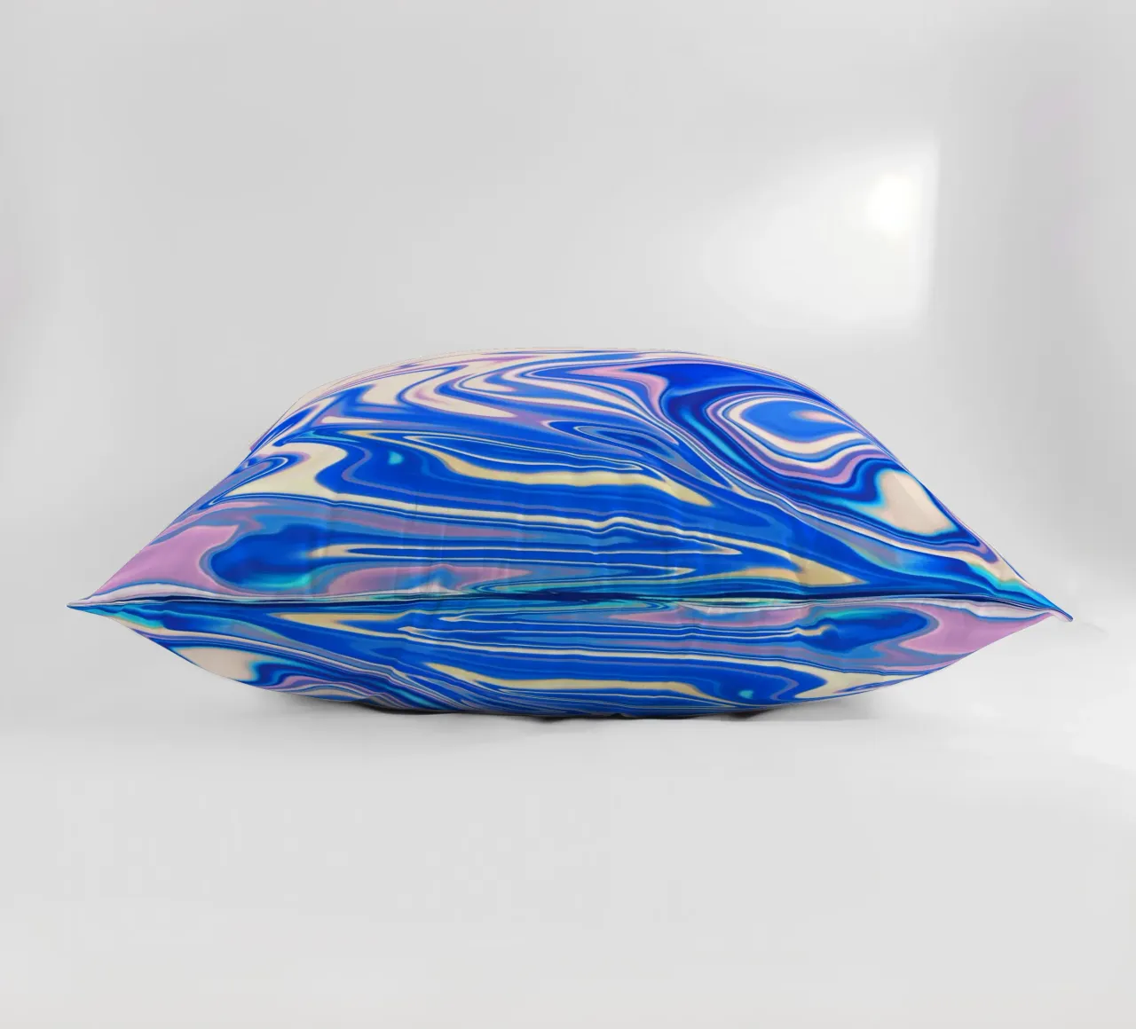 Abstract dynamic pattern in white, blue and pink. decorative cushion by Something for you