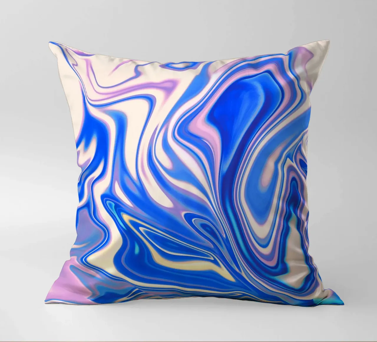 Abstract dynamic pattern in white, blue and pink. decorative cushion by Something for you